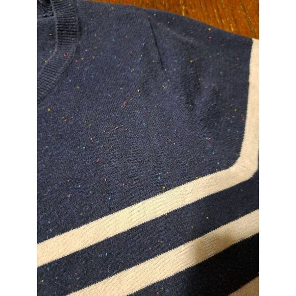 XL Old Navy Blue White Striped Multi Color Specks Long Sleeve Woven Sweater - Picture 5 of 6